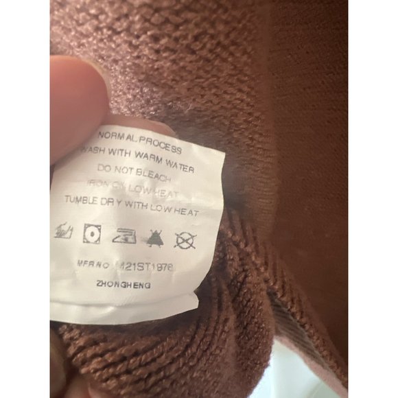 Simplee Brown Popcorn Long Sleeve Womens Crewneck Sweater Size Large - Picture 8 of 8